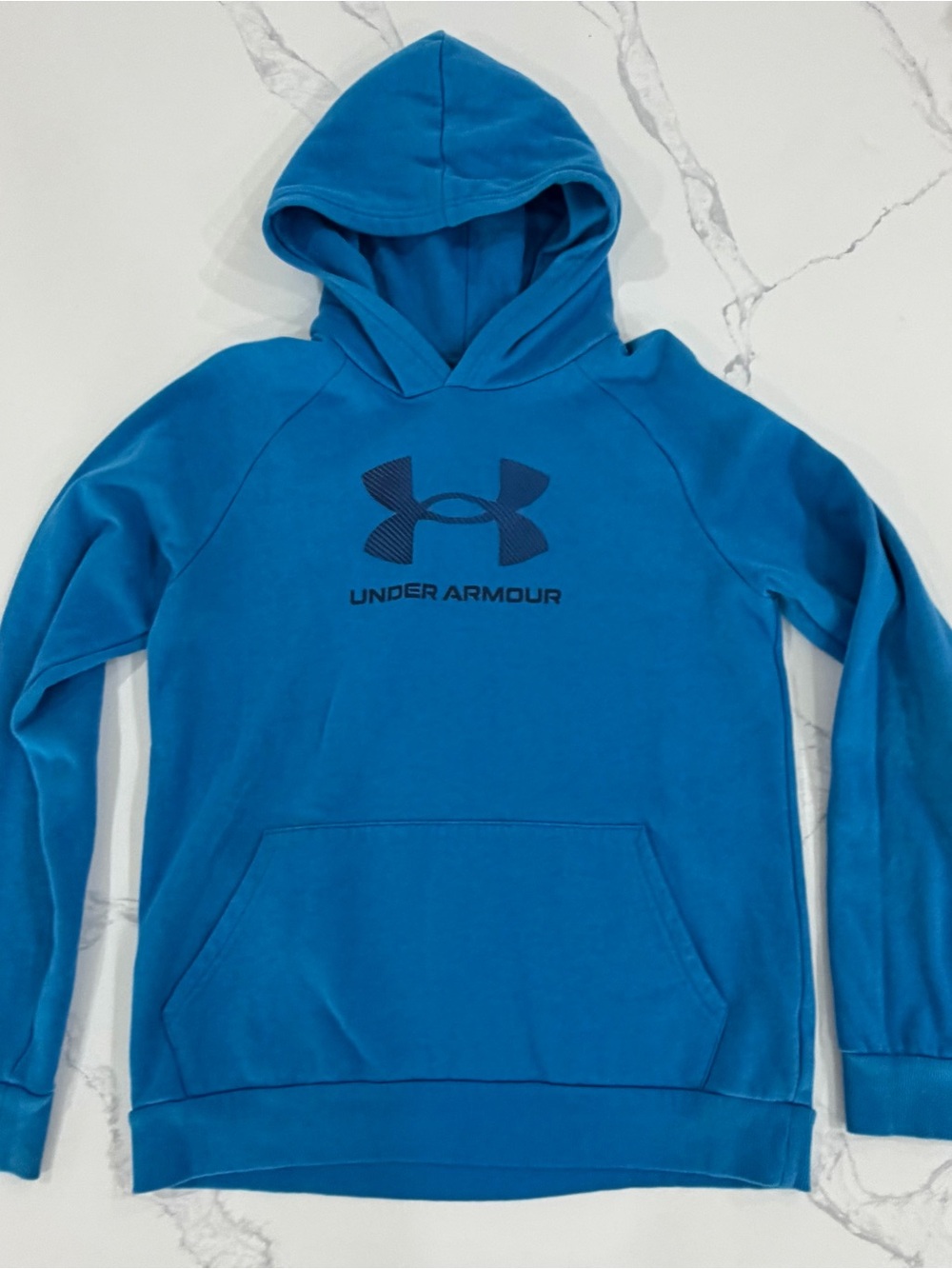 Under Armour Boys Rival Fleece Big Logo Pullover Hoodie Blue Youth XL (14/16)